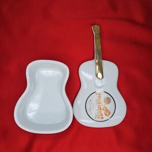 Nashville Guitar Jewerly Box Trinket Music City USA with Lid Ceramic Vintage